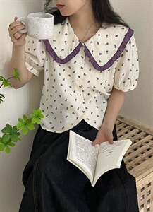 韩系碎花小衫图片