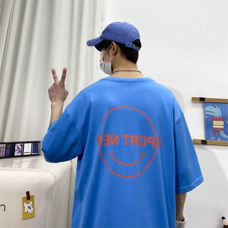 2025夏季短袖t恤衫男港风宽松打底衫潮流A210-A8307-P25控38，男装T恤，星座210-3