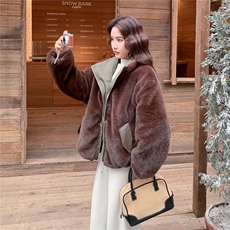 新款2026冬加绒派克服双面穿7837-P235-K358，女装棉衣/棉服，2C057