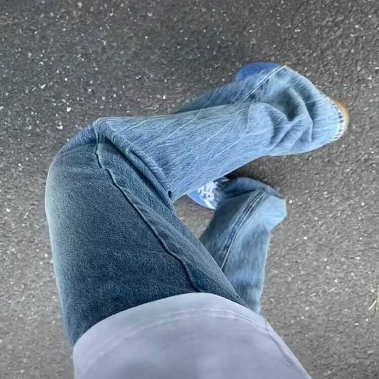 2025美式复古水洗做旧加绒牛仔裤男女直筒微喇显瘦cleanfit长裤子,男装牛仔裤,星座516A