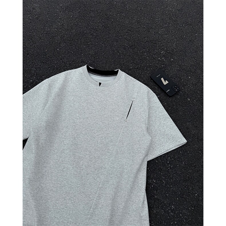 夏季美式宽松高街休闲假两件小V领设计款短袖潮XZ808B-WH061-P48,男装T恤,星座808B