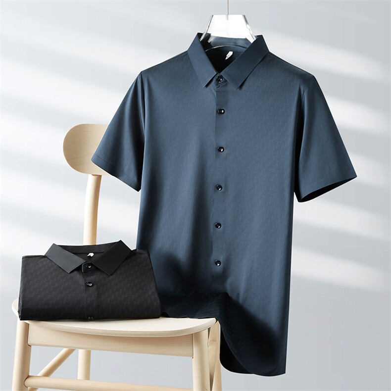 男士2023年夏季新款百搭衬衫男短袖商务休闲衬衣男,男装衬衫,电商B360