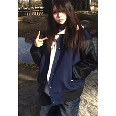 复古街头棒球服女春秋季宽松休闲短款拼色PU皮夹克装外套JV831，男装夹克，星座1116A（原606A-3）