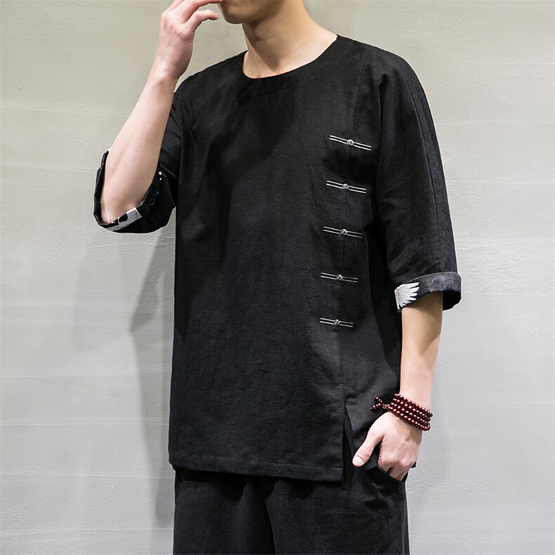 春夏风棉麻七分短袖t恤男宽松大码上衣DSA008/T063/P60,男装T恤,电商A008