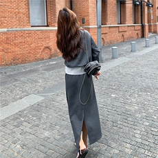 韩系休闲运动风卫衣套装女2025秋季新款宽松显瘦上衣半身裙两件套，女装卫衣/绒衫，2C233