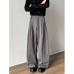 美式高级感双褶垂感西裤男女秋季cleanfit老钱风宽松通勤阔腿裤潮图片