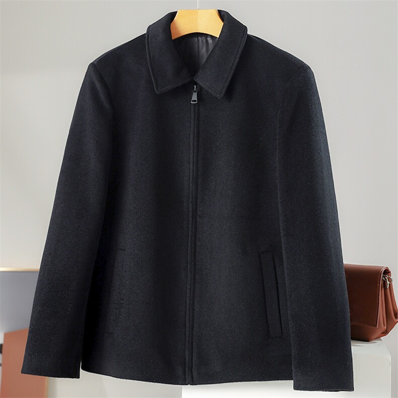 秋冬季羊绒休闲简约时尚百搭商务立领短款大衣外套男装，男装羊绒大衣，水之秀羊绒大衣