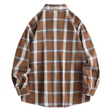 春季新款（跨境电商）格子男女情侣款潮流宽松格纹衬衣，男装衬衫，星座1107-1