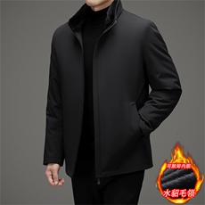 高端冬季新款中年水貂毛领派克服大衣男装中老年水貂内胆皮草外套，男装皮衣，钱塘723