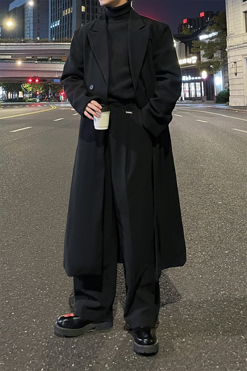 秋冬外景新款毛呢大衣男宽松英伦风衣中长款外套情侣MN99805/P125,男装风衣,电商B316
