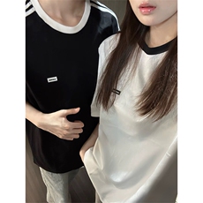 抖音得物供货240克宽松纯棉美式潮牌印花三杠半织带短袖T恤AT1606，男装T恤，电商A443