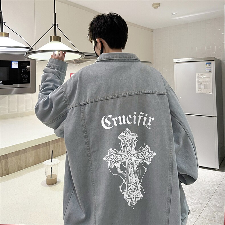 牛仔夹克男大码牛仔外套男茄克NJ77268-P60加绒款-P75,男装夹克,电商A040