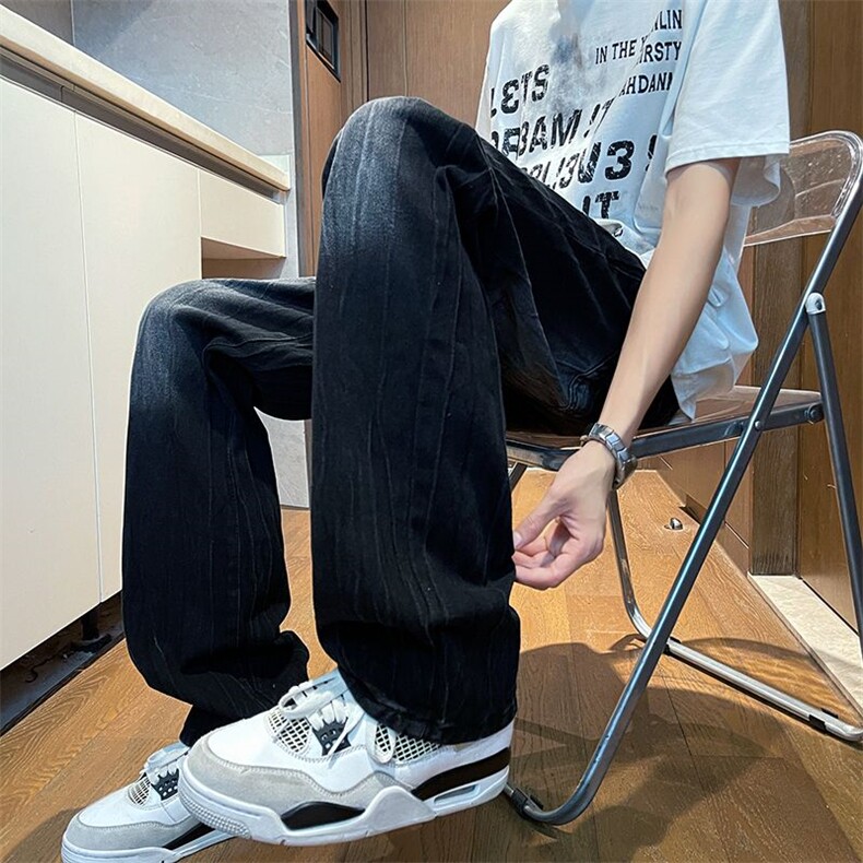 秋冬季美式高街cleanfit扎花闪电裂纹水洗牛仔裤201-S029P42,男装牛仔裤,星座201