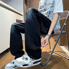 秋冬季美式高街cleanfit扎花闪电裂纹水洗牛仔裤201-S029P42，男装牛仔裤，星座201