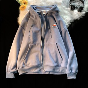 50%棉300克 秋季新款港风宽松连帽开衫卫衣夹克外套W2205-P68控88图片