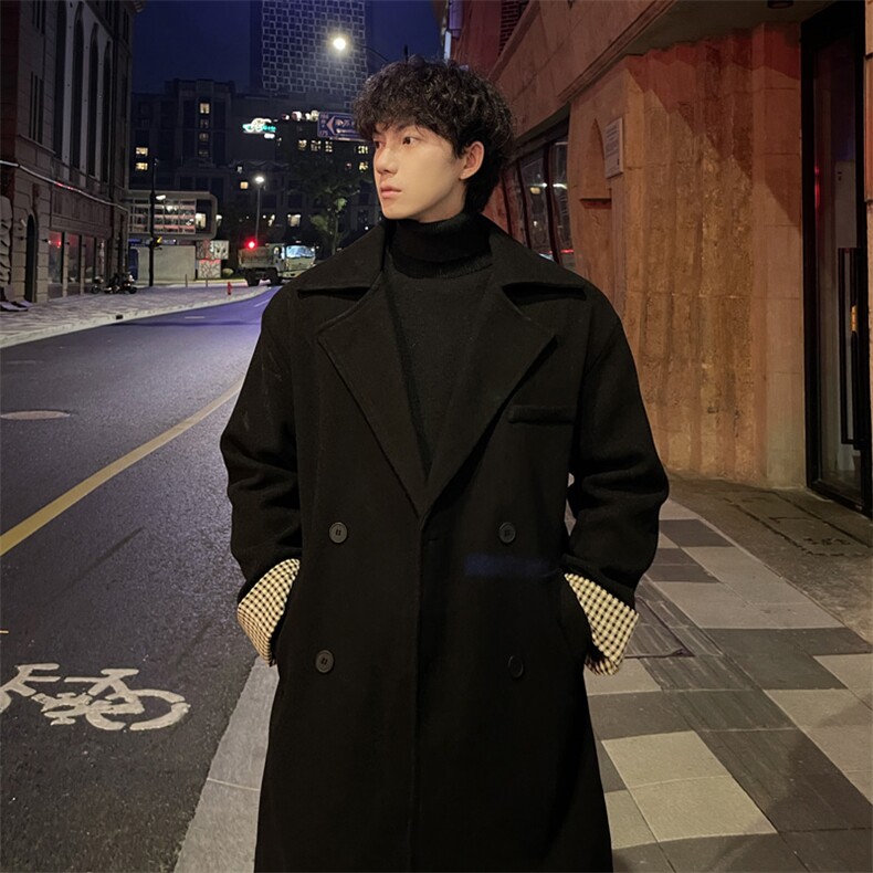 秋冬毛呢大衣男潮帅气青年风衣宽松中长外套MN00731/P100加棉P110，男装风衣，电商B316
