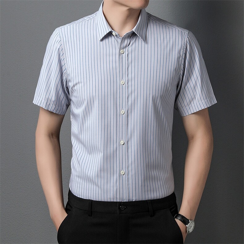 AD62211钱塘2020-3夏季新款男士条纹商务休闲短袖衬衫P60,男装衬衫,钱塘207-3