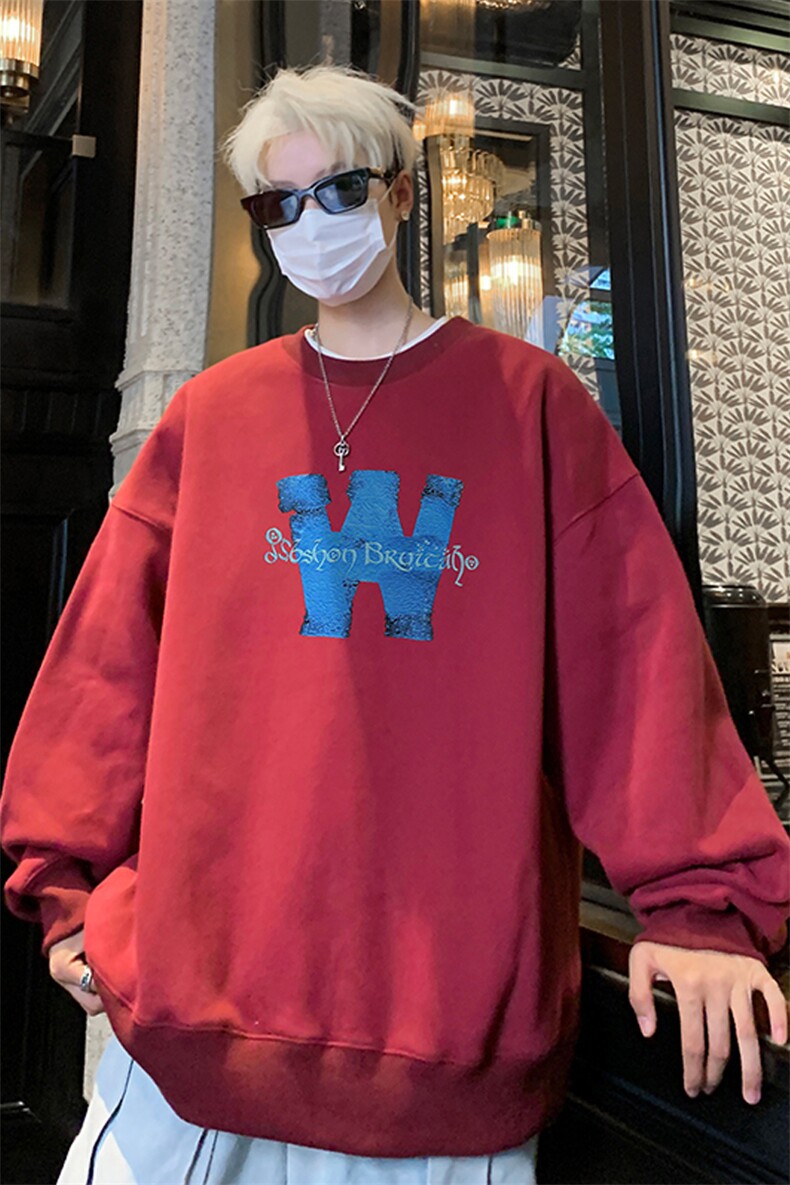 ！圆领卫衣男装港风长袖T恤男外套男WY237-特P23,男装T恤,电商B367