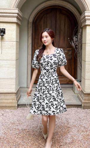 夏花色连衣裙，女装连衣裙，玉璟晞