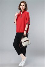 时尚气质女装套装裤优雅显瘦字母拼接两件套8725，女装套装/套裙，依恋蒂丝