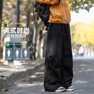 春季新款男女同款伞兵裤直筒弯刀休闲裤DSA157B-K2603-TP38图片