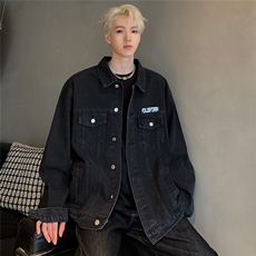 现货潮流牛仔外套男宽松上衣翻领潮牌工装夹克JK112-P68，男装工装外套，电商C307A