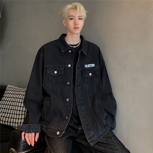 现货 潮流牛仔外套男宽松上衣翻领潮牌工装夹克JK112-P68图片