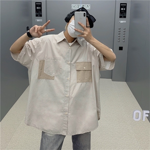 夏季立体袋衬衫男休闲潮流宽松夏季衬衣港风潮牌五分袖CS0774-P35图片