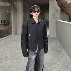 秋冬结构设计金属感休闲小夹克环拴扣痞帅老钱风外套上衣961P98，男装夹克，电商A458A