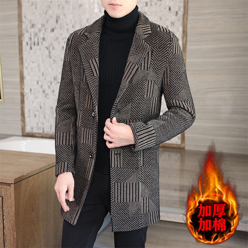 冬季毛呢大衣中长款修身韩版商务休闲风衣外套N731P170控268，男装毛呢大衣，电商B226
