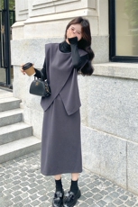 韩版马甲打底衫半身裙套装女春秋减龄ootd三件套爆款大方得体超火，女装套装/套裙，1D066-1