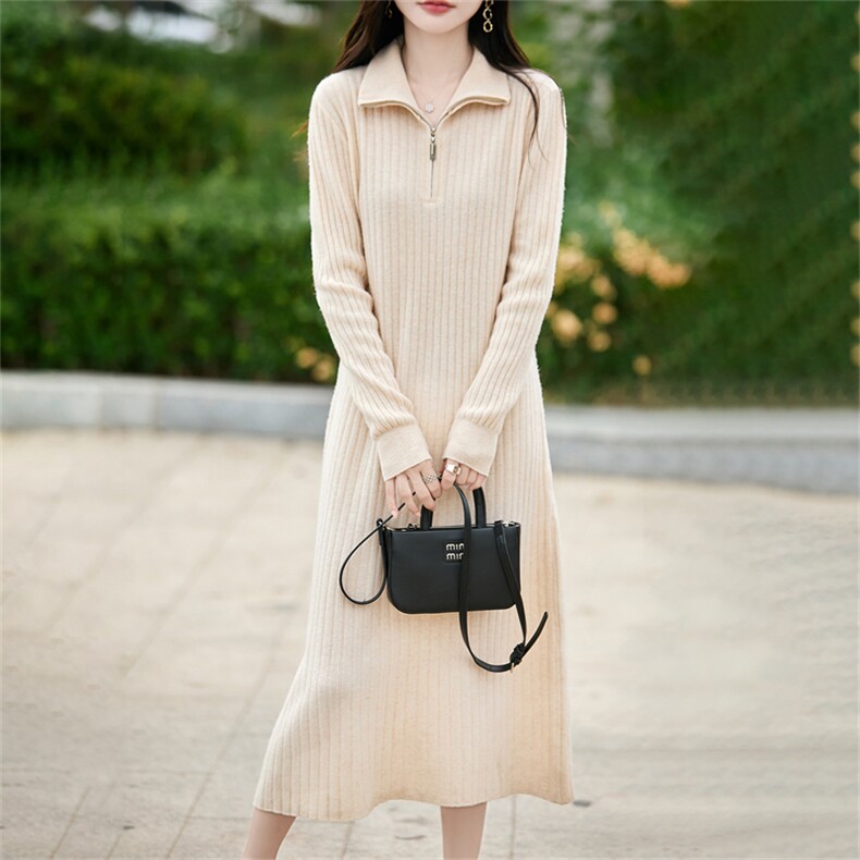 2025百搭时尚简约翻领长款羊毛衫，女装羊毛衫，哲奥羊绒