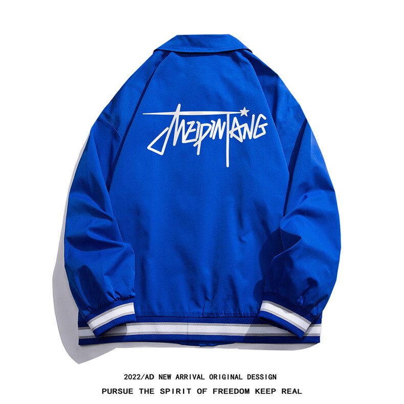 白底23春季时尚潮流字母印花翻领棒球服百搭夹克外套G725P65控88,男装夹克,电商A247-1