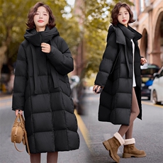 现货2024冬季新款时尚廓形保暖加厚长款面包服羽绒服，女装羽绒服，深水步