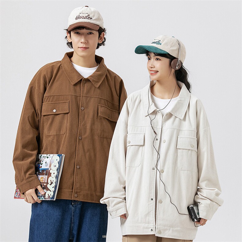 日系秋季新款灯芯绒工装外套男款宽松翻领夹克衬衫JK761-P75,男装夹克,星座205-1