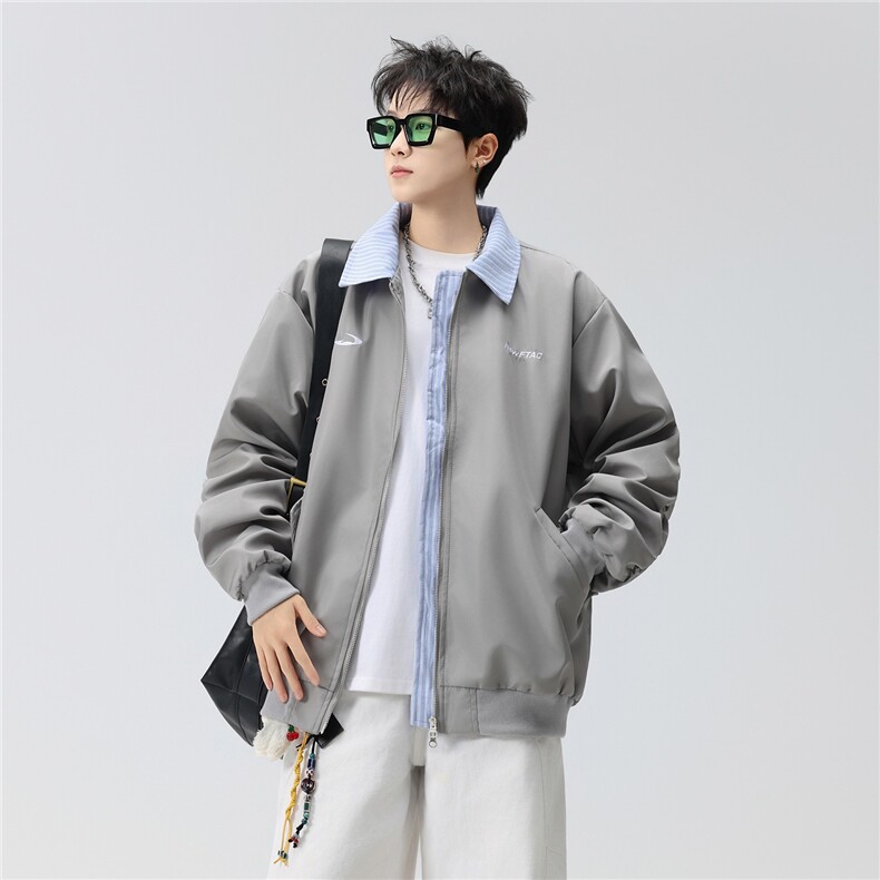 新品假两件外套男春秋美式复古潮流高级感夹克JK991-P67,男装夹克,星座208-5