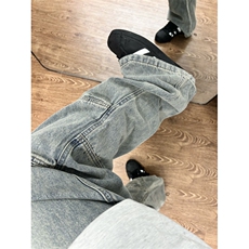 【有货】美式复古拼接牛仔裤男款宽松直筒设计感裤子N726LL-特P50，男装牛仔裤，星座1007（原301D）