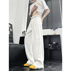 美式高级感褶皱西裤男cleanfit宽松冰丝阔腿垂感休闲裤XK463-P45，男装休闲裤，电商A178