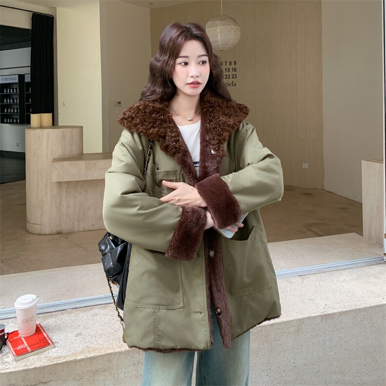 上新！环保毛两面穿派克服2C115-2359-P215-K328,女装派克服,2C115
