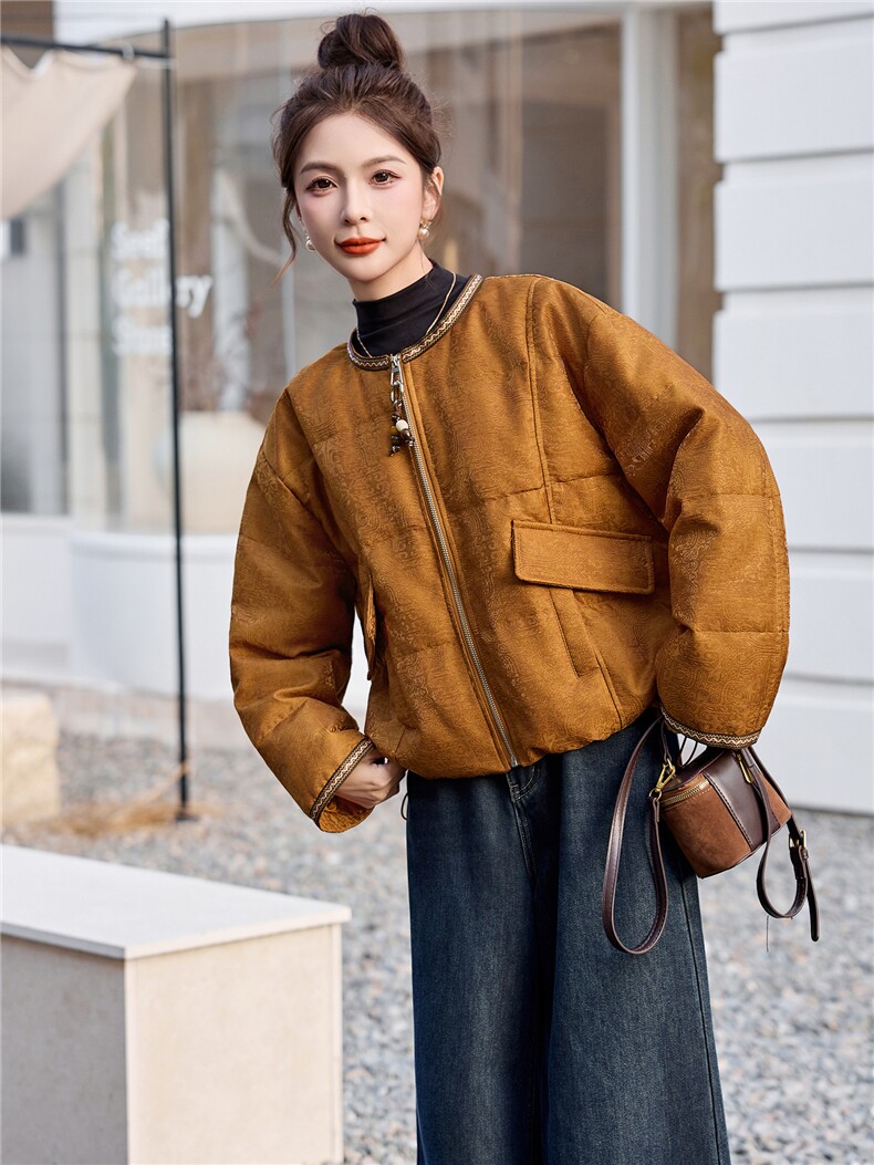 现货主推2025年冬季新款國风羽绒服外套女,女装羽绒服,曼娅璐