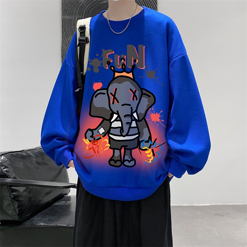 华夫格卫衣圆领卫衣男大码长袖t恤男外套HW76221-P30加绒款-P40,男装卫衣,电商A040