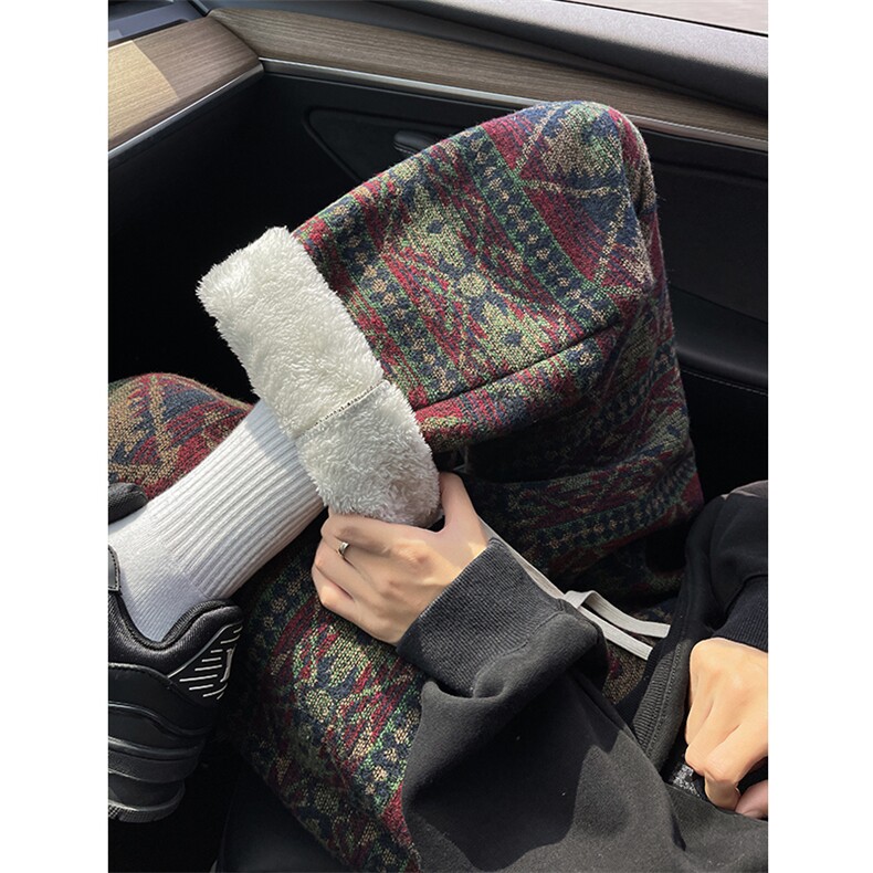 8XL-M羊羔绒裤子男冬季加绒加厚民族风重磅针织棉裤大码KZ023P78，男装棉裤，电商B312