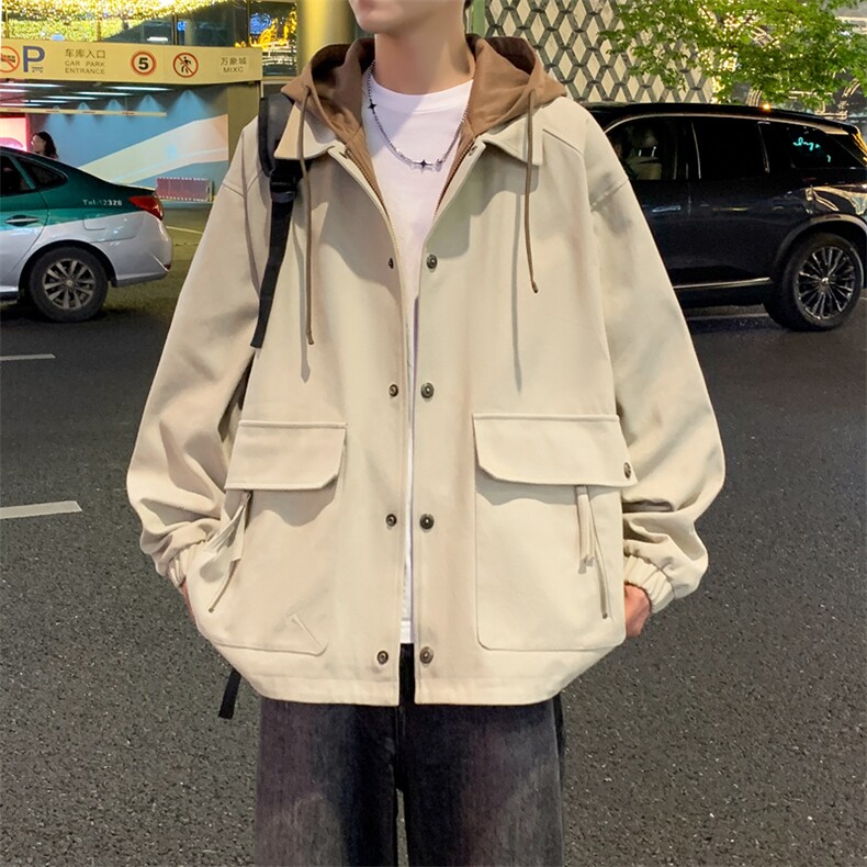 新款秋季夹克男工装青少年户外宽松大码外套情侣冲锋衣JK0197-P93图片