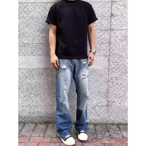 水洗牛仔裤男美式vibe宽松显瘦破洞裤子直筒裤DA777-P43