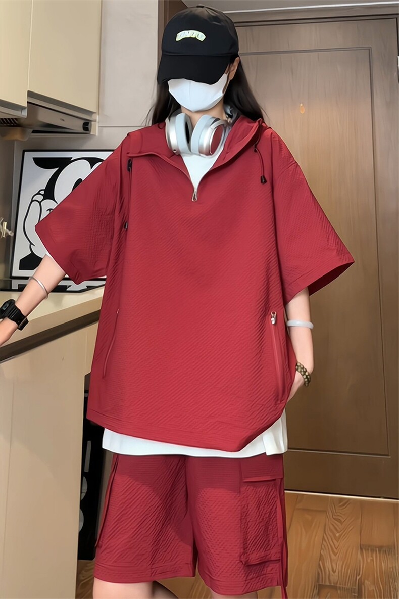 量大优供视频泡泡纱夏款连帽套装短袖短裤男XH74TZ-特P60,男装牛仔裤,电商B367