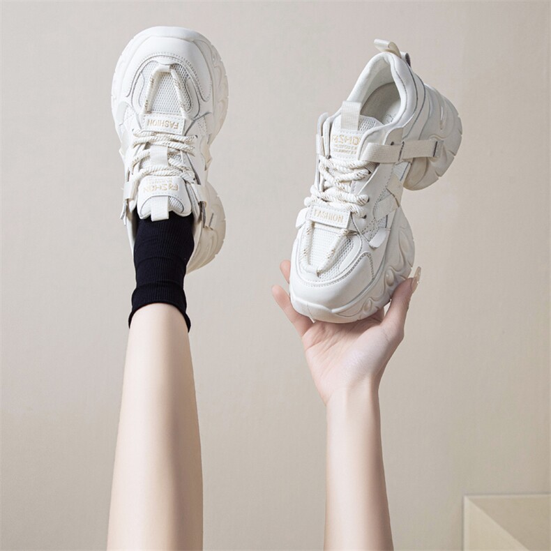 真皮厚底老爹鞋2024春季新款百搭运动休闲鞋小个子增高松糕女鞋子,女鞋休闲鞋,电商A223