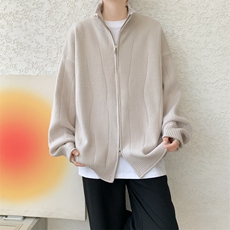 M-8XL春款纯色开衫毛衣宽松外套加肥加大码双拉链针织衫MY1503P78，男装针织衫/毛衣，电商B238