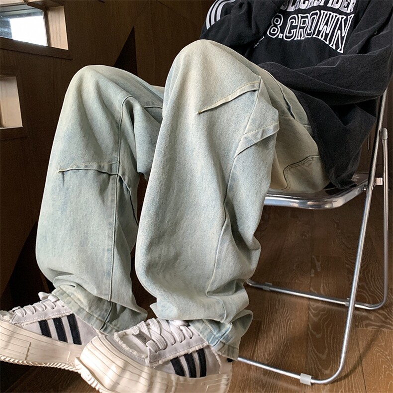 升级款松紧腰头抖音品质复古水洗阔腿牛仔裤 XZ213-NZ335-P60控78图片