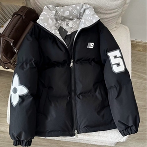 棉服男款冬季美式立领轻薄oversize棉服加厚棉衣外套短款面包服图片
