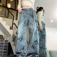 DN1005-P65美式重工牛仔裤男高街宽松机能潮牌工装裤-网图现货，男装牛仔裤，星座603-2